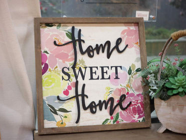 Home Sweet Home Wall Plaque- Rustic Wood Framed Metal Home Word Wall Decor