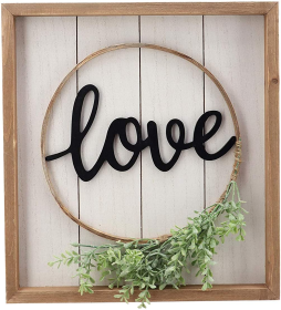 Love Decorative Sign Decor for Wall- Rustic Farmhouse Accent Love Sign