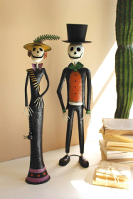 TWO PAINTED HALLOWEEN DAY OF THE DEAD COUPLE