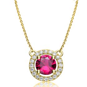Collette Z 14K Gold Plated Ruby Cubic Zirconia Necklace