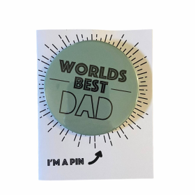 Pin Card. Worlds Best Dad. Greeting Card With Pin Included.