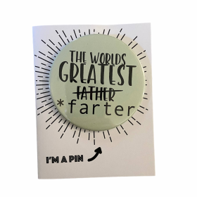 Pin Card. Worlds Best Farter Greeting Card With Pin Included