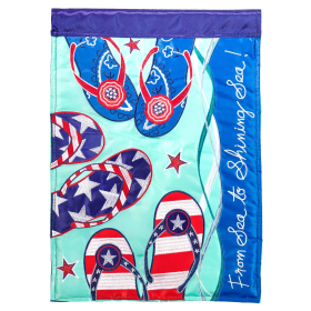 4Th Flip Flops Family Double Applique Garden Flag