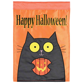 Garden Flag Happy Halloween Black Cat