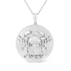 .Silver Diamond Cancer Design 18" Pendant Necklace Medallion