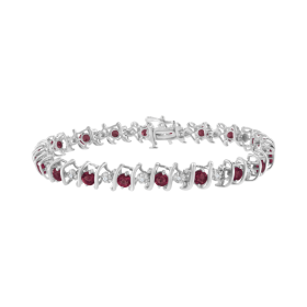 Silver, Lab-Grown Gemstone Round Diamond Tennis Bracelet