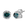 14K 1/2 cttw White and Treated Blue Round Diamond Earrings