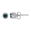 14K 1/2 cttw White and Treated Blue Round Diamond Earrings