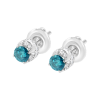 14K 1/2 cttw White and Treated Blue Round Diamond Earrings
