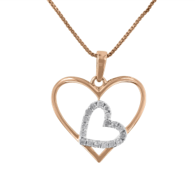 Sterling Silver Diamond Double Heart Pendant Necklace