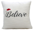 20" X 20" White Cotton Blend Believe Christmas Throw Pillow