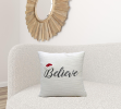 20" X 20" White Cotton Blend Believe Christmas Throw Pillow