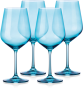 Set of Four Blue Crystal Balloon Bowl Stemmed Red Wine Glass