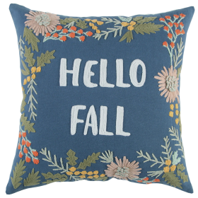 Blue and Pink Thanksgiving Cotton Pillow Embroidery Edges