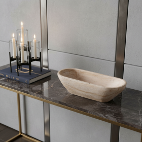 Wood Oval Centerpiece Bowl