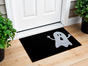 White And Black Ghost Coir Outdoor Halloween Door Mat