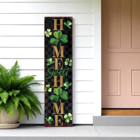 Black Gold Green Home St Patrick's Day Solid Wood Porch Sign