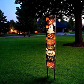 Black White Orange Halloween Jack-O-Lanter Garden Stake