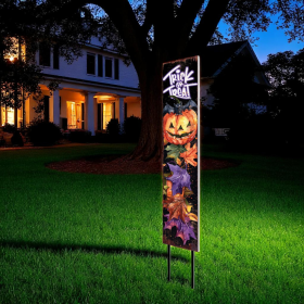 Black Orange Purple Jack-O-Lantern Wood Garden Stake