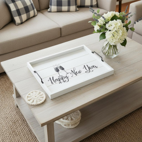 Light Happy New Year Serving Tray With Handles