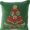 Floral Velvet Cotton Christmas Tree Throw Pillow