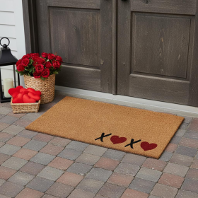 Brown Black And Red Valentine's Day Heart Door Mat