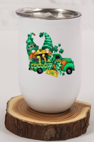 St Patricks Day Wine Cup Gnome Lucky Truck Irish Holiday