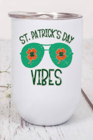 St Patricks Day Wine Cup Vibes Sunglasses Clover Irish Gift