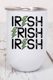 St Patricks Day Wine Cup Irish Stack Green Bolt Holiday Gift