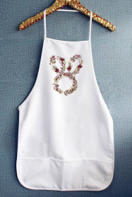 Floral Bunny Face and Ear Outline Easter Apron 14522a