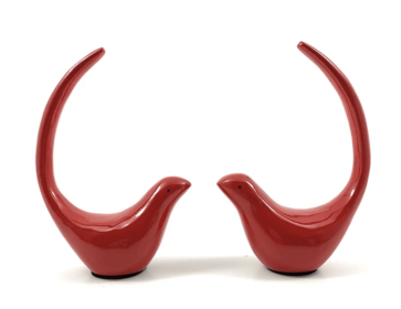 Vibhsa Red Bird Figurines of Health and Happiness Set of 2 (4"H