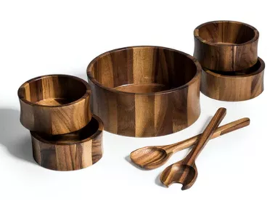 Large Salad Bowl with Servers and 4 Individuals
