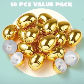 18pcs; 2.3" Golden Easter Eggs; Metallic Empty Easter Eggs