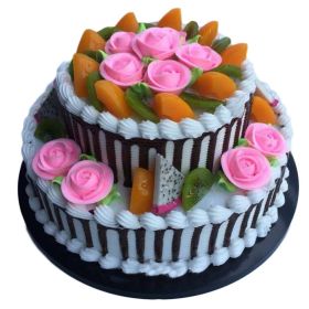 Artificial Double-layer Cake Simulation Rose Party Decoration