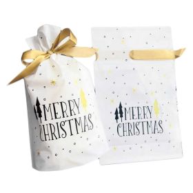 20 Pcs Gold White Christmas Drawstring Bag Gift