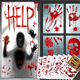 Halloween Bloody Window Handprint Footprint Wall Floor Stickers