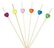 100 Pcs Bamboo Fruit Picks Fancy Cocktail Sticks Appetizer Toothpicks, Heart-2