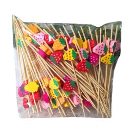 [Strawberry] 200 Pcs Party Bamboo Cocktail Picks