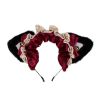 Black Red Faux Fur Fox Ears Headband  Plush Cat Dog Ears