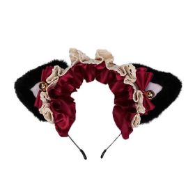 Black Red Faux Fur Fox Ears Headband  Plush Cat Dog Ears