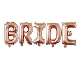 5Pcs 16Inch Rose Gold Bride Letter Foil Balloons Wedding Decoration