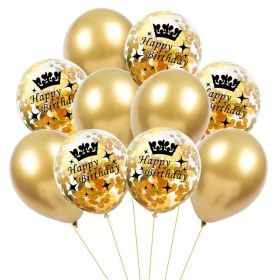 Black Gold Happy Birthday Party Confetti Balloons