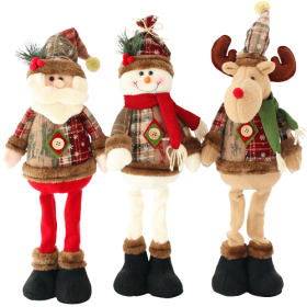 3 Pieces Christmas Decor Sitting Santa Claus Doll