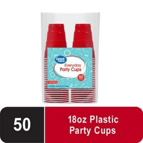 Red Plastic Party Cups – 18 oz, Non-Slip Grip