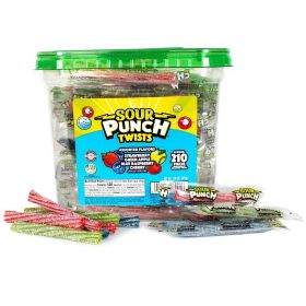 Assorted Sour Chewy Candy Twists Jar, 210 Wrapped Pieces