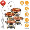 Chafing Dish Buffet Set 4 Round Buffet Servers Food Warmer