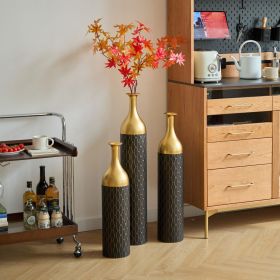 Black and Gold Metal Vase Set of 3 Floor Vases Wedding Decor