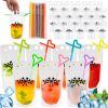 40Pcs Clear Drink Pouches with 100pcs For Smoothie Juice