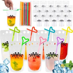 40Pcs Clear Drink Pouches with 100pcs For Smoothie Juice