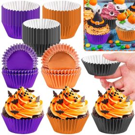 Halloween Foil Cupcake Liners Black Purple Orange Foil